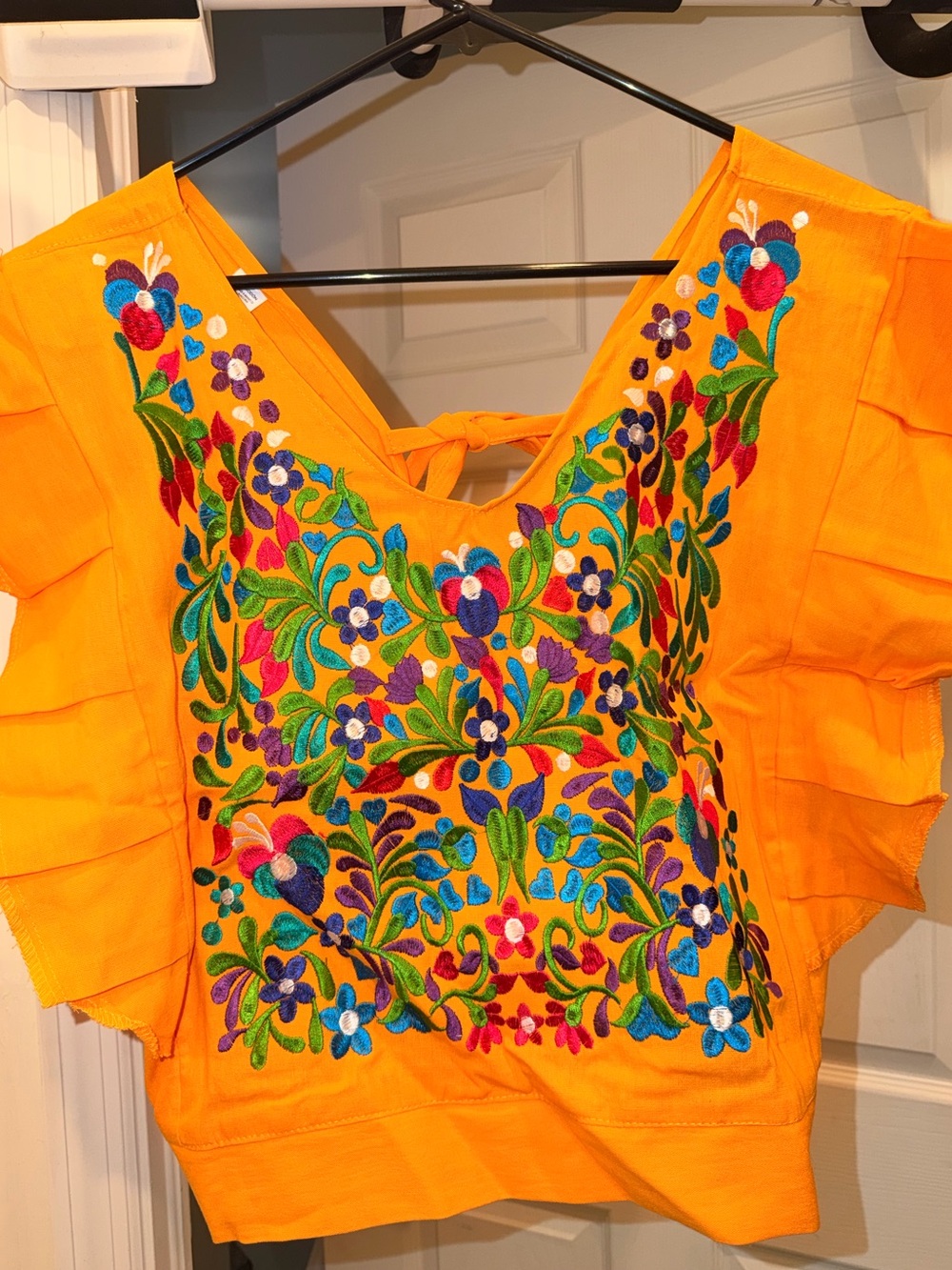Orange Embroidered Women's Top